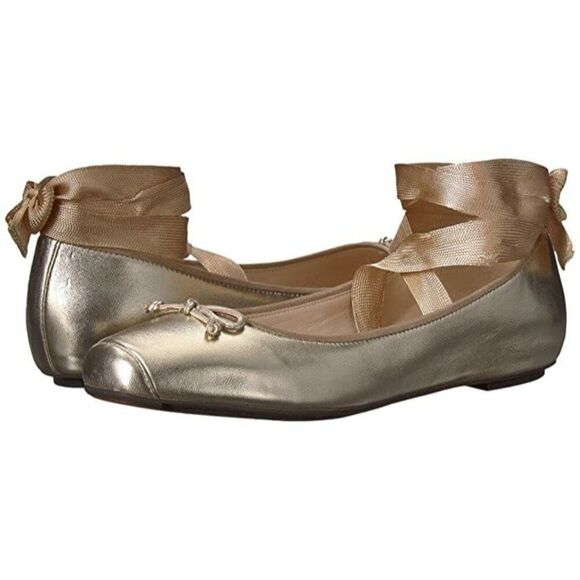 Cole Haan Women's 8.5B Downtown Ballet Gold Metallic Flats - New - Picture 1 of 7